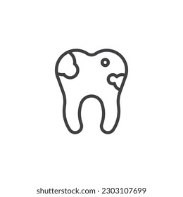 Dental caries line icon. linear style sign for mobile concept and web design. Tooth decay outline vector icon. Symbol, logo illustration. Vector graphics