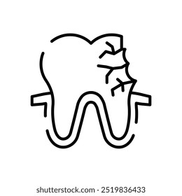 Ícone de contorno de cáries dentárias, ilustração de vetor