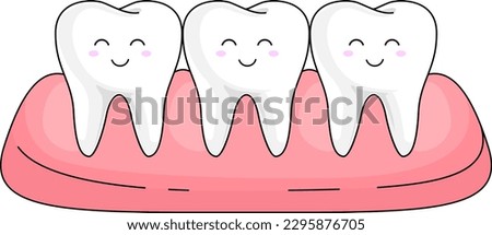 dental cartoon character, healthy  teeth with gum. Decntal care concept. Illustration.