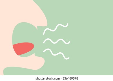 dental cartoon vector, close up of mouth for bad breath