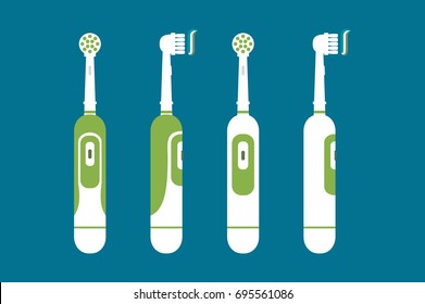 dental cartoon vector, electric toothbrush with toothpaste for brushing teeth isolated on background, hello morning - flat style for design