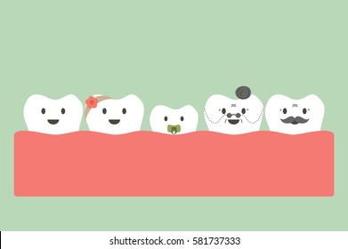 dental cartoon vector, funny teeth family
