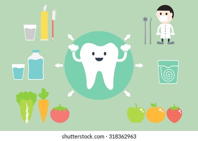 dental cartoon vector, set of teeth best friend