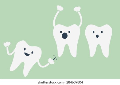 dental cartoon vector, teeth be pained because wisdom tooth