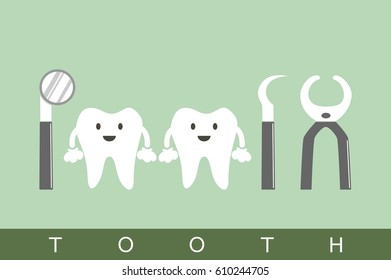 dental cartoon vector, tooth best friend - tools of the dentist