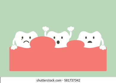 dental cartoon vector, unhealthy teeth because gingivitis