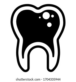Dental cavity icon isolated with white background.Cavity icon. dental filling symbol for you website, logo, UI design. tooth symbol icon