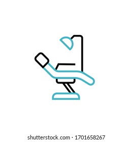 dental chair icon vector illustration two color line style design. isolated on white background