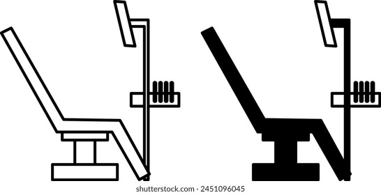 Dental Chair icons. Black and White Vector Icons of Dental Medical Equipment. Dentist Workplace