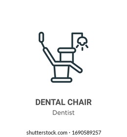 Dental chair outline vector icon. Thin line black dental chair icon, flat vector simple element illustration from editable dentist concept isolated stroke on white background