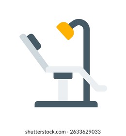 Dental Chair Vector Icon for Modern Clinic Equipment. Dentist seat illustration, oral care furniture, patient exam concept