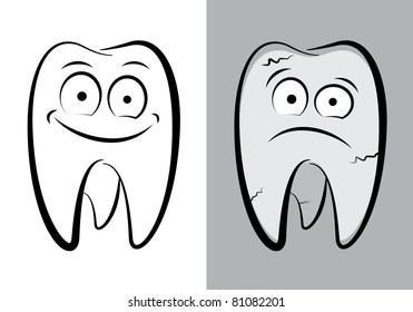 Dental character drawing on a white background
