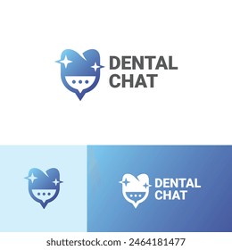 dental chat logo vector with gradient color