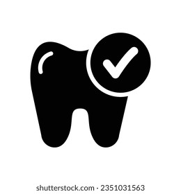 Dental Check icon. Tooth vector. Medical dental care sign tooth and check mark.