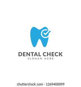 Dental check logo vector design template with dental and check mark