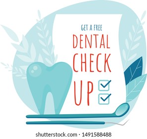 Dental check up. Healthy tooth. Oral dental hygiene. Dental care Tooth vector Concept. 