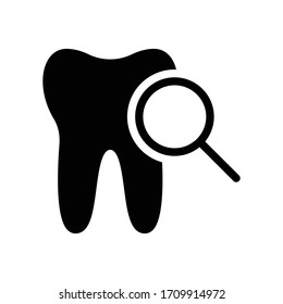 icono plano de chequeo dental de glifos vectoriales 