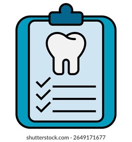 Dental Checklist filled outline isolated on white
