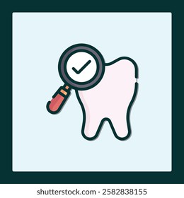 Dental Checkup Approved Icon: Healthy Teeth Magnified