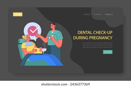 Chequeo dental durante el embarazo. Una mujer embarazada sonriente recibe un informe de salud dental positivo, haciendo hincapié en el cuidado oral prenatal.