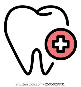 Dental checkup icon in flat line style representing oral health teeth examination and preventive care ideal for dentistry healthcare and wellness concepts.