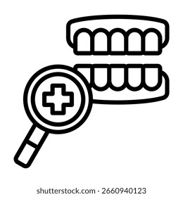 Ilustración vectorial de línea de ícono de chequeo dental