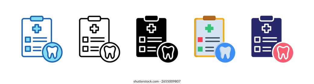 Dental Checkup Icon Multiple Style Set Collection.