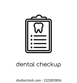 Dental Checkup icon. Trendy modern flat linear vector Dental Checkup icon on white background from thin line Dentist collection, editable outline stroke vector illustration