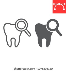 Dental checkup line and glyph icon, dental and stomatolgy, teeth check up sign vector graphics, editable stroke linear icon, eps 10