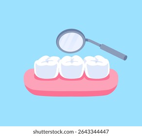 A dental check-up using a mouth mirror illustration vector design. Dental care concept.