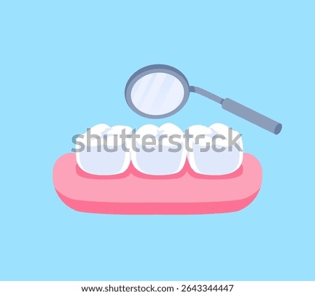 A dental check-up using a mouth mirror illustration vector design. Dental care concept.