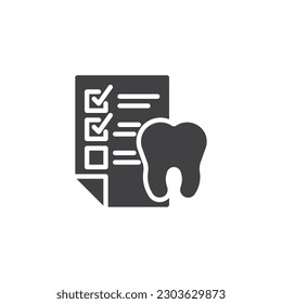 Dental checkup vector icon. filled flat sign for mobile concept and web design. Teeth diagnostic report glyph icon. Symbol, logo illustration. Vector graphics