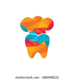 Plantilla de diseño del logo vectorial del chef dental. Tooth y sombrero de chef	