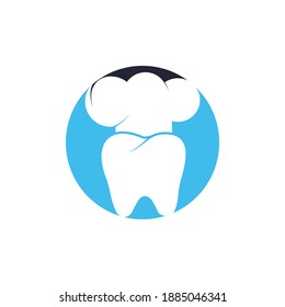 Plantilla de diseño del logo vectorial del chef dental. Tooth y sombrero de chef	