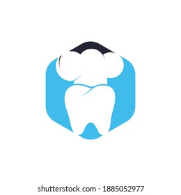 Dental chef vector logo design template. Tooth and chef hat vector icon logo.