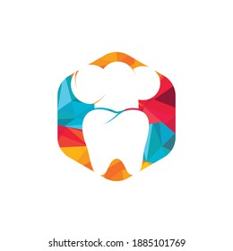 Plantilla de diseño del logo vectorial del chef dental. Diente con sombrero de chef	