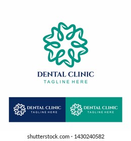 Dental Circle Clinic Teeth Pattern Community Logo Design 