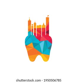 Dental city vector logo design. Modern inspiration dental sign with building town logo design.