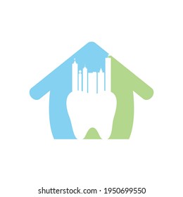 Dental city vector logo design. Modern inspiration dental sign with building town logo design.