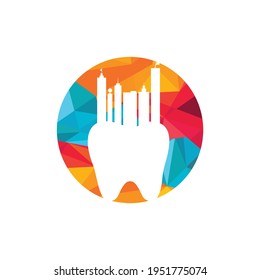 Dental city vector logo design. Modern inspiration dental sign with building town logo design.