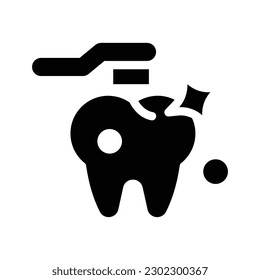 dental cleaning glyph icon illustration vector graphic