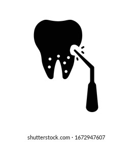 Dental cleaning icon. Teeth scaling icon