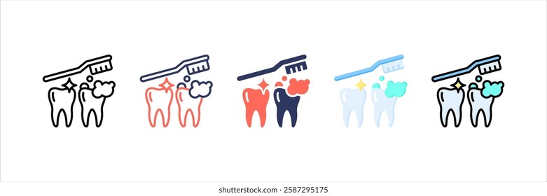 Dental Cleaning Multi Style Icon Set