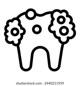 Vector de contorno de icono de rutina de limpieza dental. Higiene oral. Cepillado de dientes matutinos