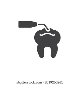Dental cleaning vector icon. filled flat sign for mobile concept and web design. Dental probe glyph icon. Symbol, logo illustration. Vector graphics