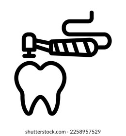 Diseño de iconos de la línea del vector de limpieza dental