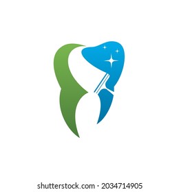 Zahnreinigung, Vektorlogo einzeln auf weißem Hintergrund. Geeignet für gesunde Zahnheilkunde, Zahnpflege oder Dentalschutzlogo.