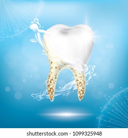 Ilustración vectorial de limpieza dental y blanqueamiento