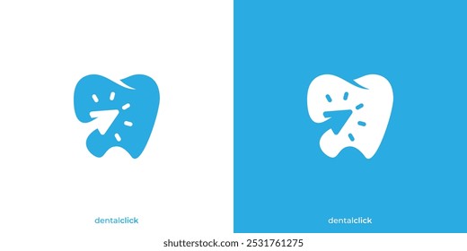 Dental Click Logo. Tooth and Cursor Click with Minimalist Style. Dental Care Logo, Icon, Symbol, Vector, Design Inspiration.