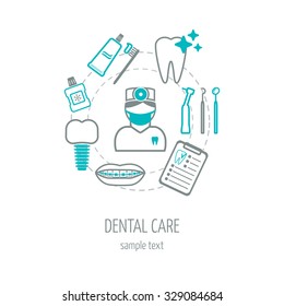 Dental Clinic Banner, Background, Poster, Concept. Dental Care. Flat Design. Vector Illustration